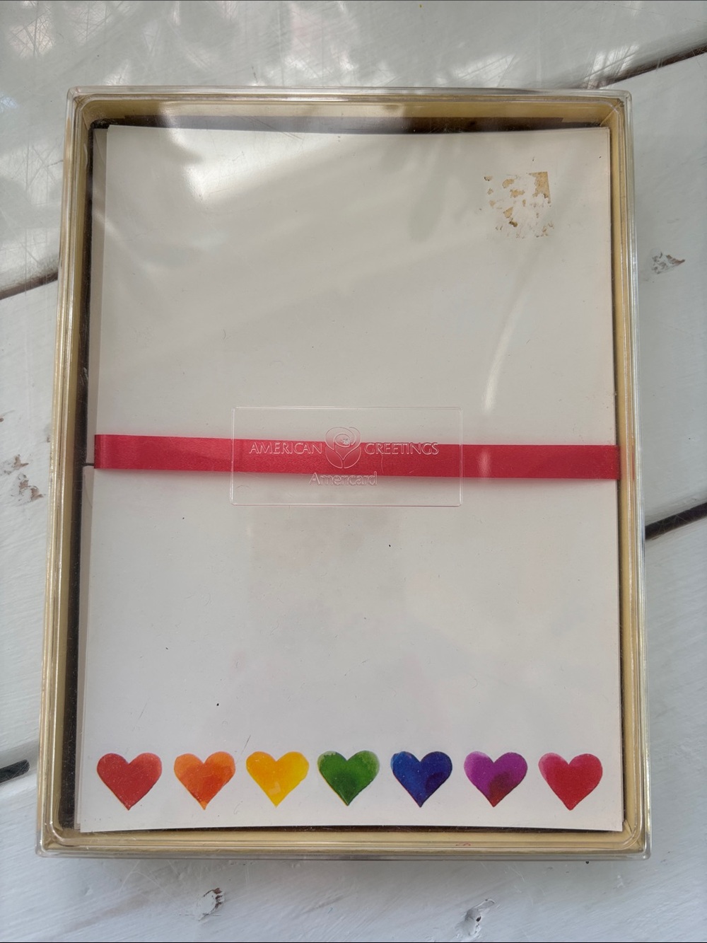 American Greetings Ribboned Rainbow Heart Stationary Set